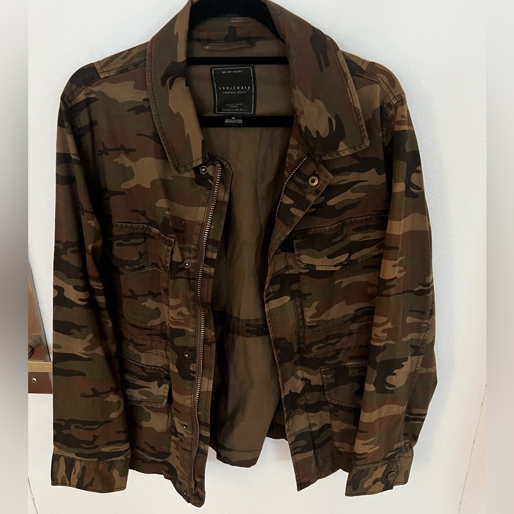 Sanctuary salute green army camo jacket size medium
